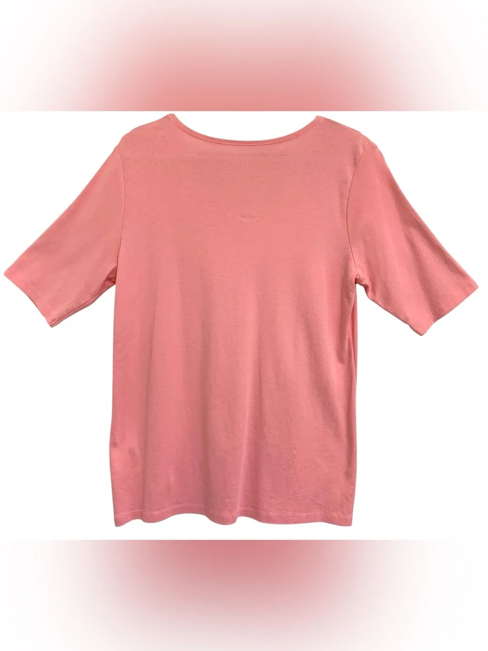 J. Jill Pima Cotton V-Neck Elbow Sleeve Straight Hem Pink Tee Shirt Sz L Casual - Picture 2 of 11